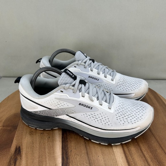 Brooks Shoes - Brooks Trace 3 Womens Running Shoes Size 10 Wide D White Grey Black 1204011D191